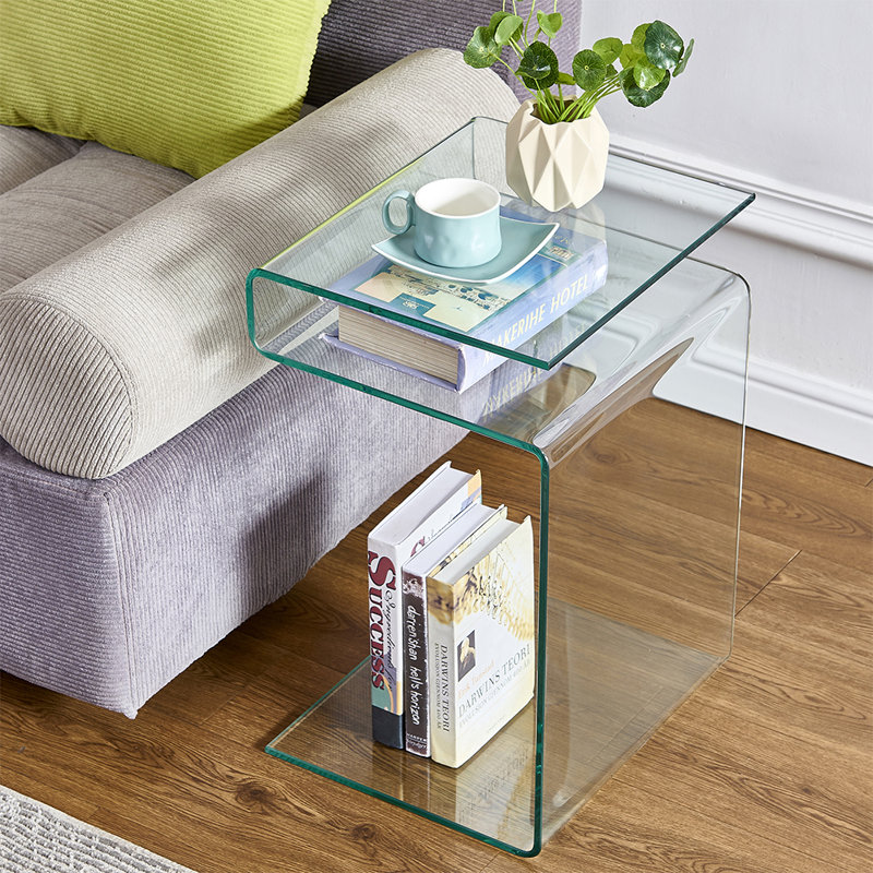 Orren Ellis Murcia 24'' Tall Glass C Table End Table & Reviews Wayfair